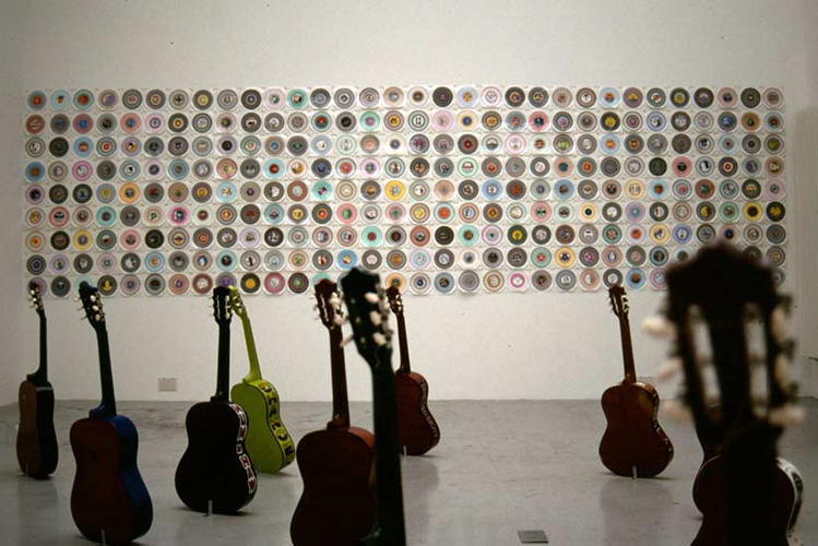 John Strutton 'Sixstring and 777"' an installation view of the collection shown at Nylon, London in 2002 and Kunsthalle Düsseldorf, Germany in 2008.