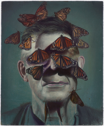 Christopher Hanlon 'Butterfly Keeper' oil on linen stretched over board, 36.4×30cm/14.3&times12in 2014, photography by Andy Keate