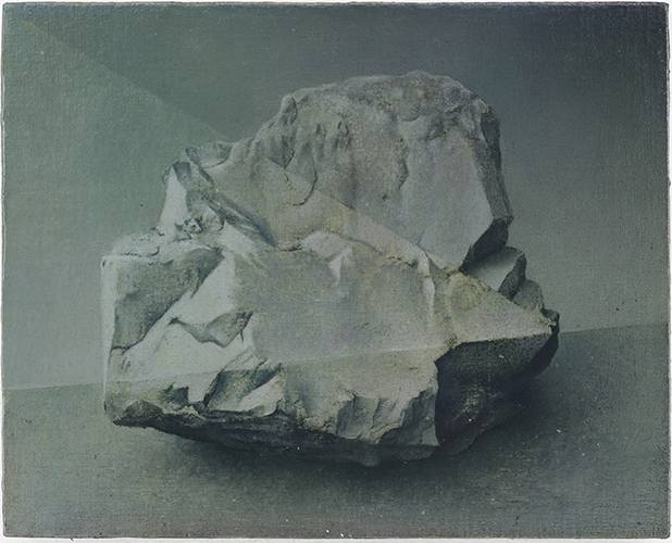 Christopher Hanlon 'Rock II' oil on linen stretched over wood 32×40cm 2018, photo by Andy Keate