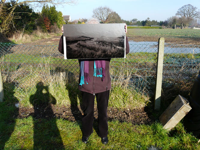 David Gates 'Beaumont Quay' silver gelatin and bitumen on cardboard, 34×61cm/13.4×24in (unique) 2013 (rural installation shot)