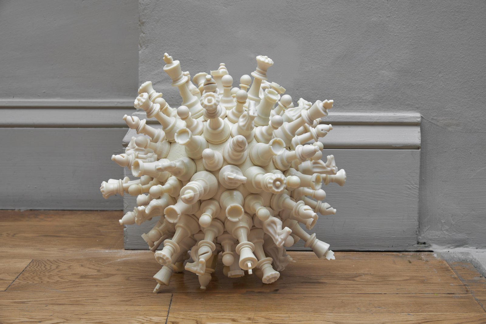 Dermot O'Brien 'Chess Ball' polymer, polystyrene, adhesive, acrylic, 2014, 43cm diameter, photography by Andy Keate