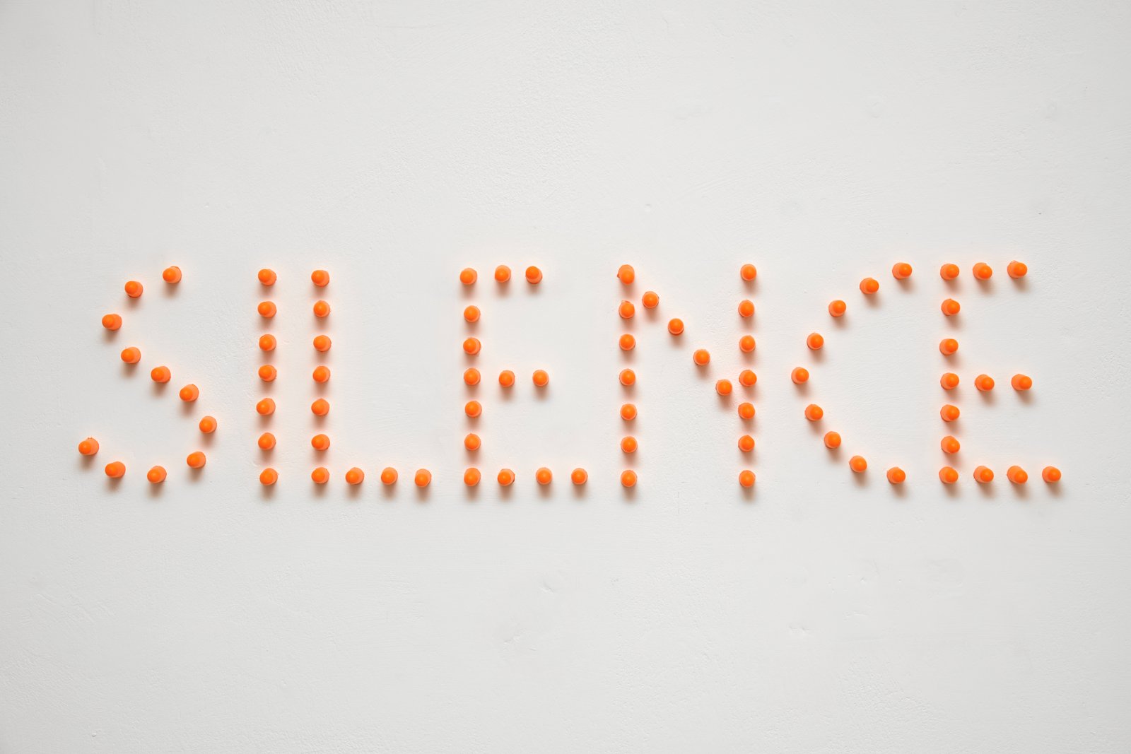 Dermot O'Brien 'Silence' foam earplugs, adhesive, 16(h)x74cm 2021, edition of 5 (+2ap), photography by Andy Keate at Tension Fine Art Dermot O'Brien 'Silence' foam earplugs, adhesive, 16(h)x74cm 2021, edition of 5 (+2ap), photography by Andy Keate at Tension Fine Art