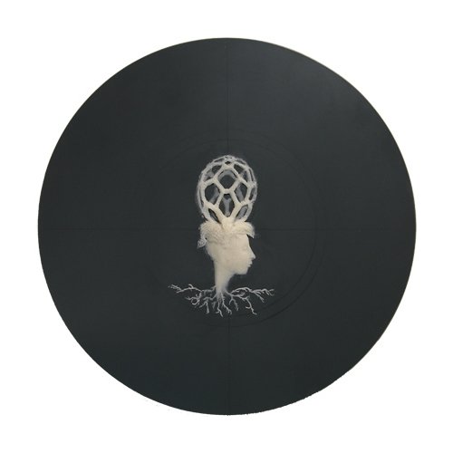 Felicity Powell 'Dictyophora' (wax on back of mirror, 20cm/7.9" diameter, 2009)