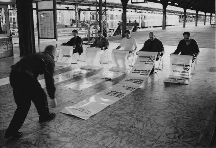 Niall Monro '[Red Readymade Train] Life is Art Enough' The Nomads, Hauptbanhof, Kassel 1992