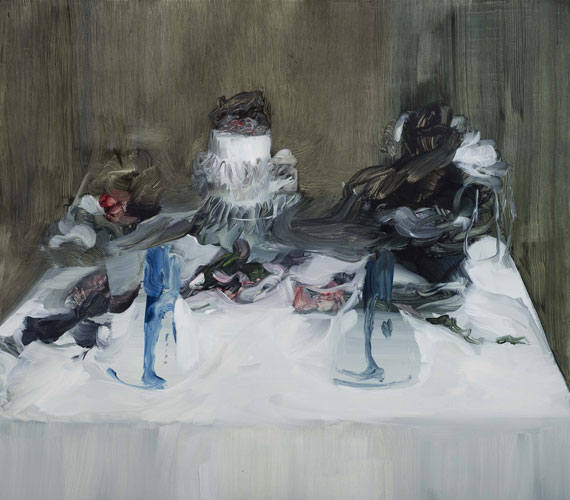Lara Viana: 'Untitled (table 4)' 2009, oil on board (35 x 40cm/14" x 16") photo by Andy Keate