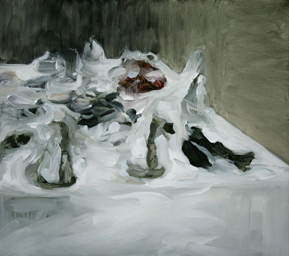 Lara Viana: 'Untitled (table 5)' 2009, oil on board (35 x 40cm/14" x 16") photo by Andy Keate