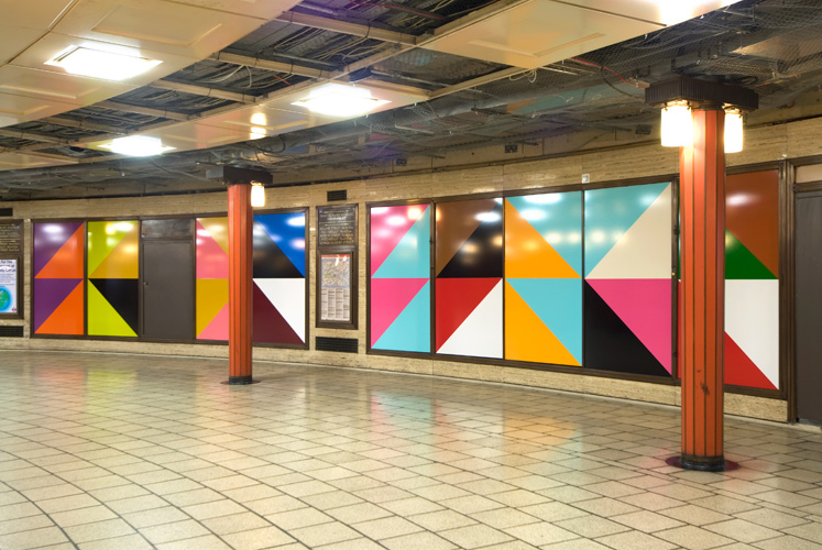 Lothar Götz 'All Day Long' vinyl, Platform for Art, 2006, Picadilly Circus Station, London, photo by Michael Franke