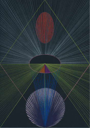 Lothar Götz 'Pas de Trois (Black III)' pencil and colour pencil on paper, 29.7×21cm, 2016
