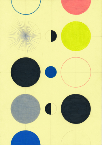 Lothar Götz 'Pas de Trois (Yellow III)' pencil and colour pencil on paper, 29.7×21cm, 2016