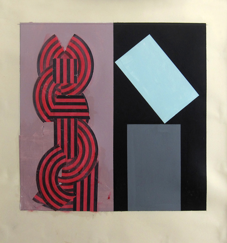 Paul Huxley 'XIX 24 (Study for Mutatis Mutandis VI)' acrylic and collage on fabriano 4 paper, 1999 paper 71×66cm, image 53×53cm, frame 77.5×72.5cm. go to Lothar Götz's drawing 'Retreats (Paul Huxley)'