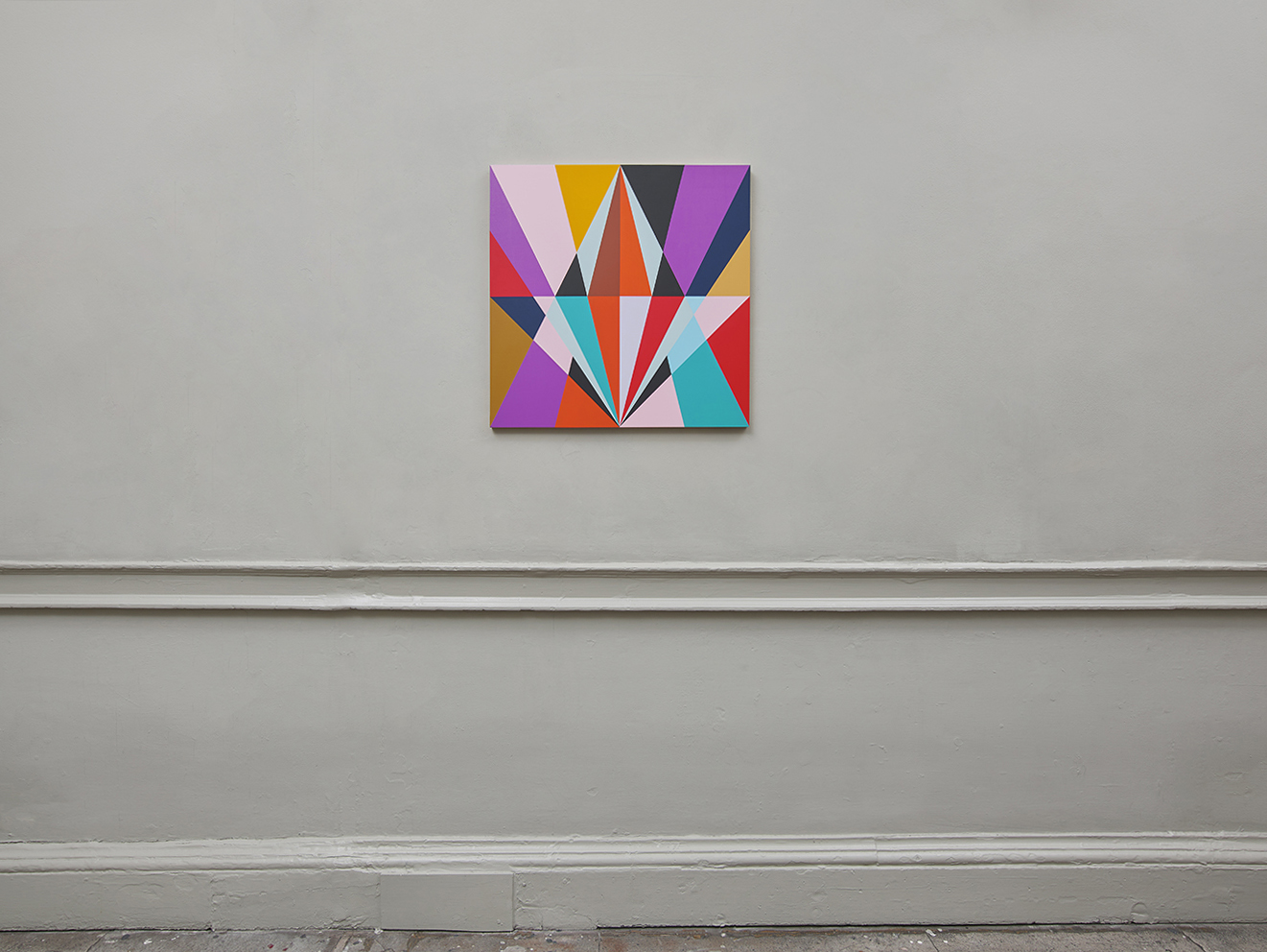 Lothar Götz 'Ecstasy' (acrylic on wood, 61×61cm, 2019) installation view, photo by Andy Keate