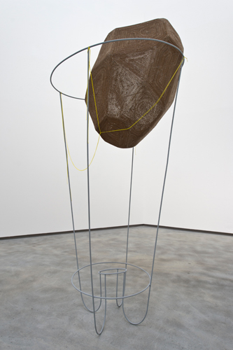 Maud Cotter 'litter bin' mild steel, masons line, card, primer, 127×250×105cm, 2012, installation view at The Mac, Belfast.