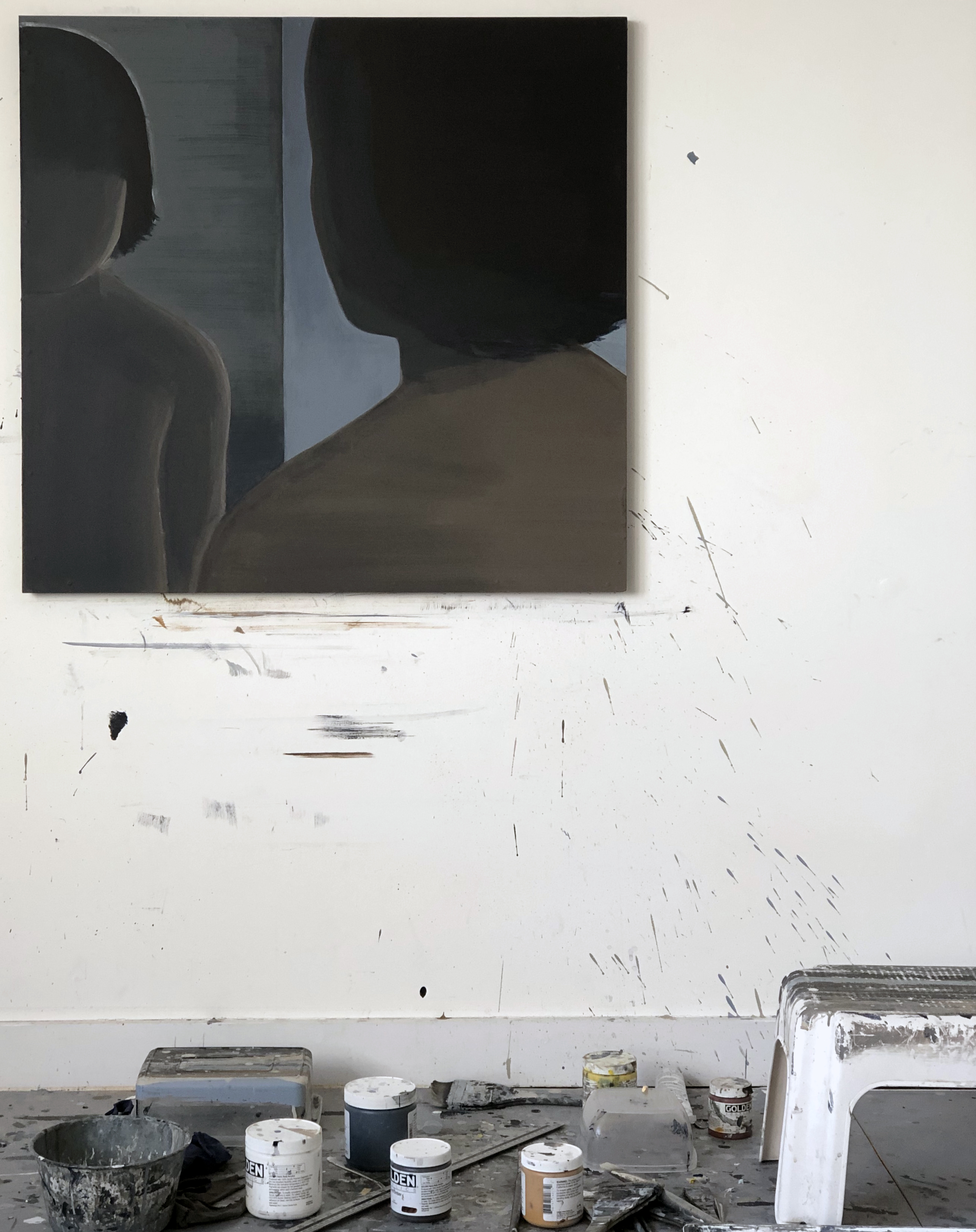 image: Miho Sato 'Untitled' acrylic on board, 80×84cm, studio shot, 20 August 2020