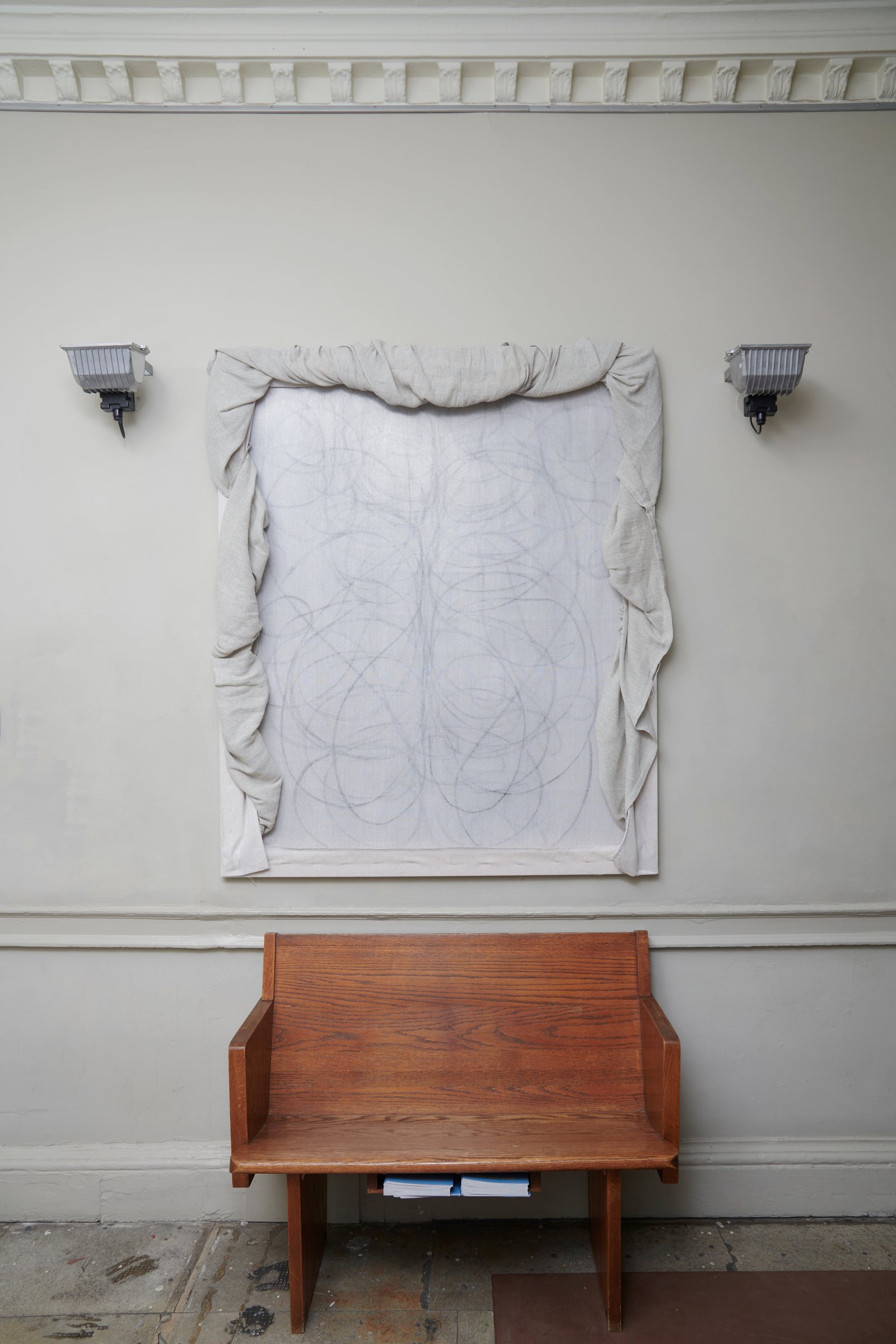 Mikey Cuddihy: 'Portrait' 146×121cm 2025, conté on decorator's canvas, stretched over a wooden subframe, photography by Andy Keate Mikey Cuddihy: 'Portrait' 146×121cm 2025, conté on decorator's canvas, stretched over a wooden subframe, photography by Andy Keate