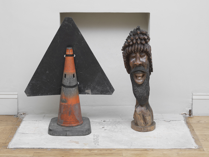 Nicky Hirst 'Rudimental 2018' found and paired plastic and wood, installation photography by Andy Keate