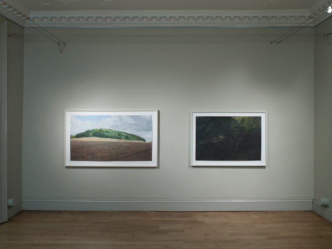 Stuart Brisley 'Shadow' (left) 'Pit' (right) installation view by Andy Keate, at domobaal in London, November 2013