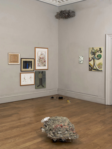 Time is a Sausage (installation view by Andy Keate, works from left to right by: Marino Marini, Prunella Clough, John Strutton, Miho Sato, Phyllida Barlow, Ron Haselden, Rachel Adams, Ansel Krut)